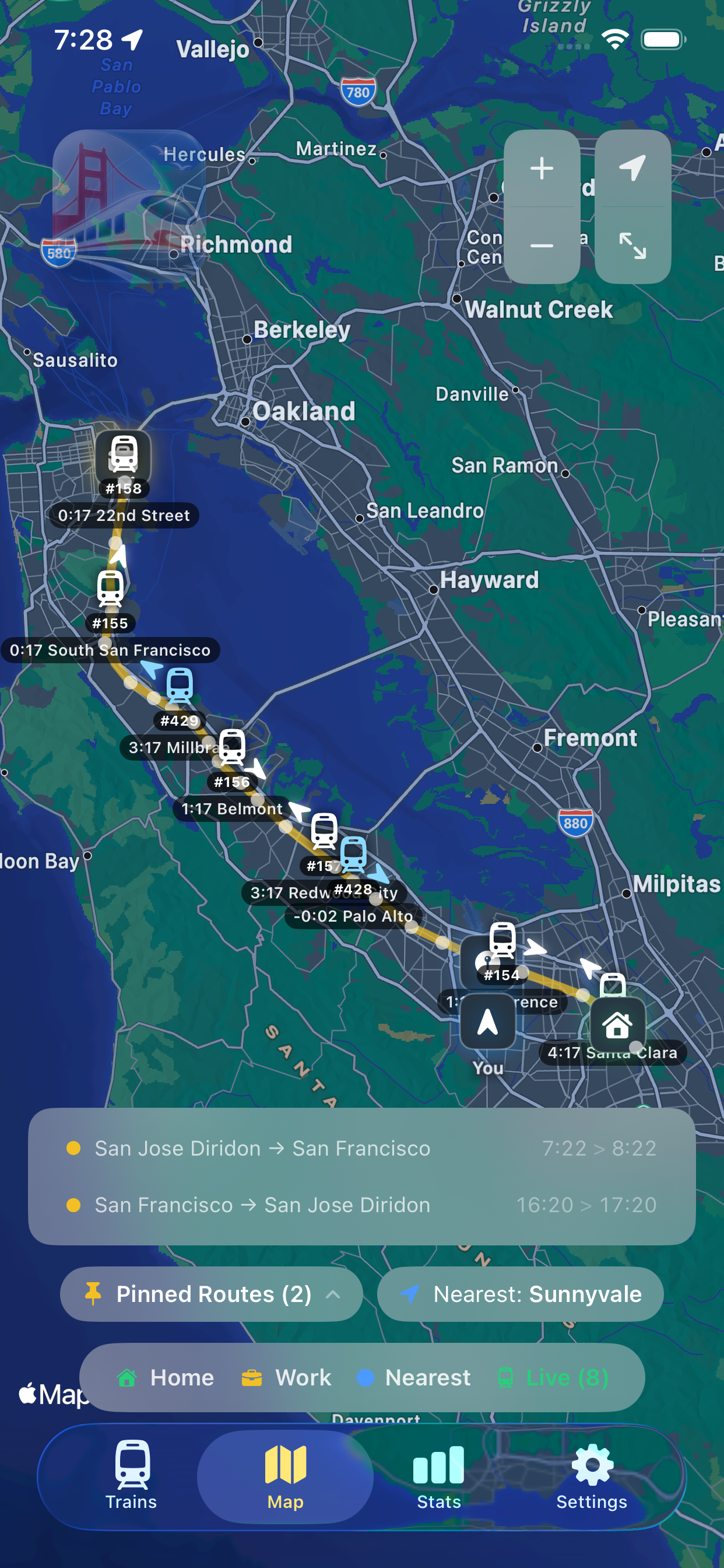 CalRun live map screen